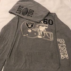 PINK Victoria’s Secret Raiders Hoodie | Gray | Size L